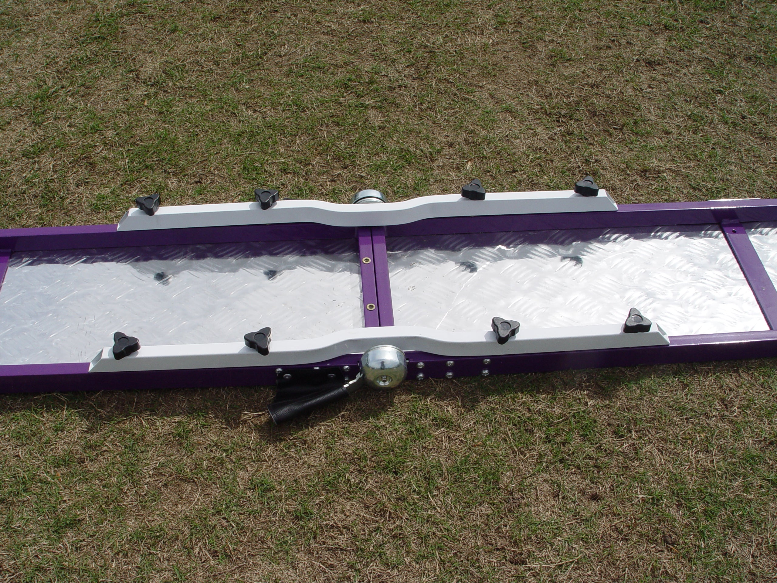 *8’ Dog Walk, Rubber Top, Aluminium Boards, Metal Steel Structure, On-Wheels Interface Ready, Purple/Orange - Dog Agility USA