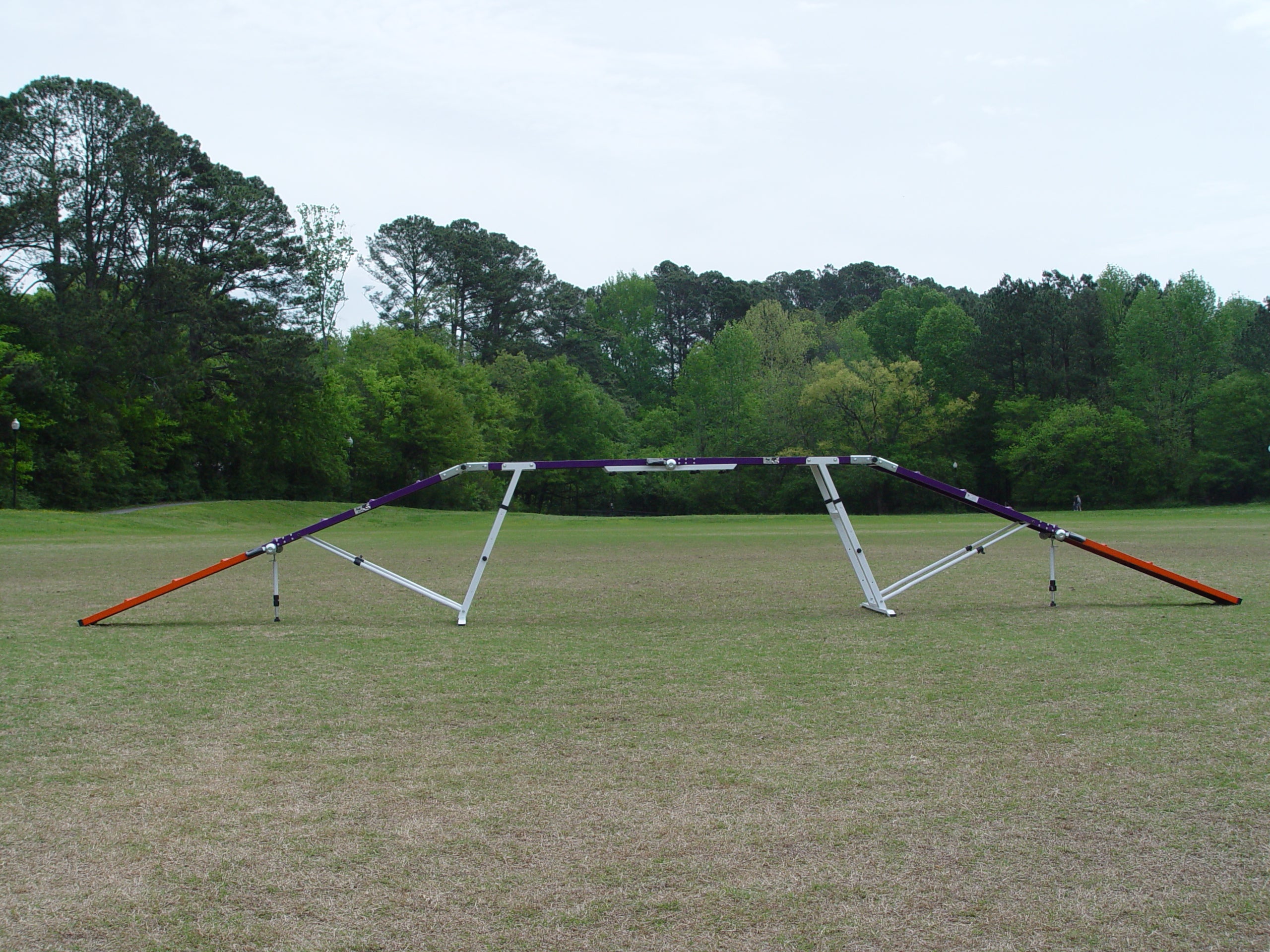 *8’ Dog Walk, Rubber Top, Aluminium Boards, Metal Steel Structure, On-Wheels Interface Ready, Purple/Orange - Dog Agility USA