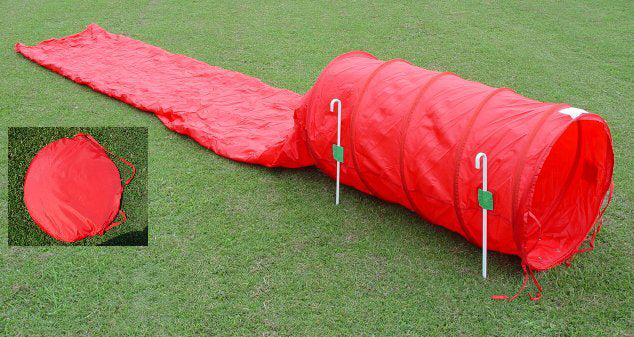 Collapsed Tunnel (Chute) with Stakes - Dog Agility USA