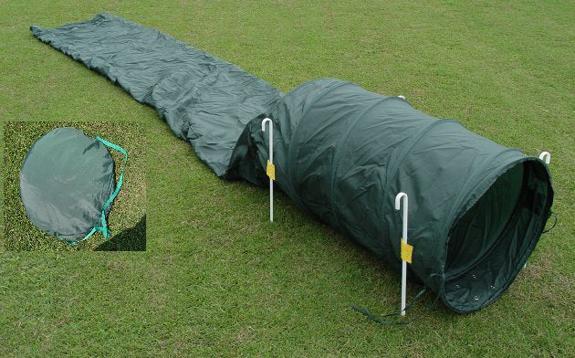 Collapsed Tunnel (Chute) with Stakes - Dog Agility USA