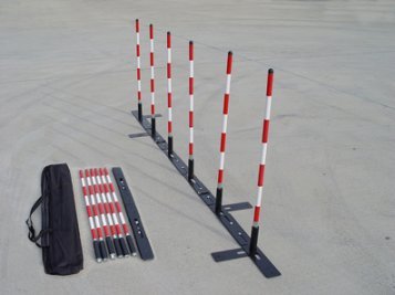 Set of 6 Weave Poles - 19" Spacing - Dog Agility USA