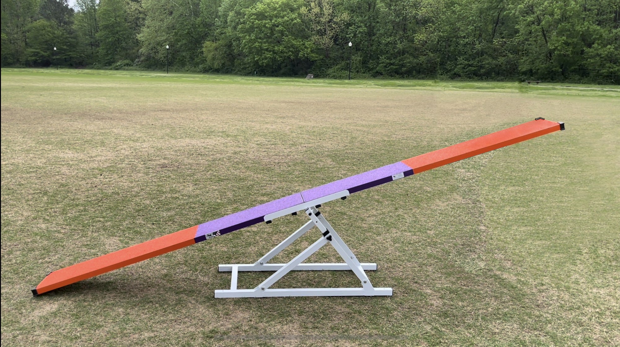 *12’ Dog Agility See-Saw, Rubber Top, Purple/Orange - Dog Agility USA