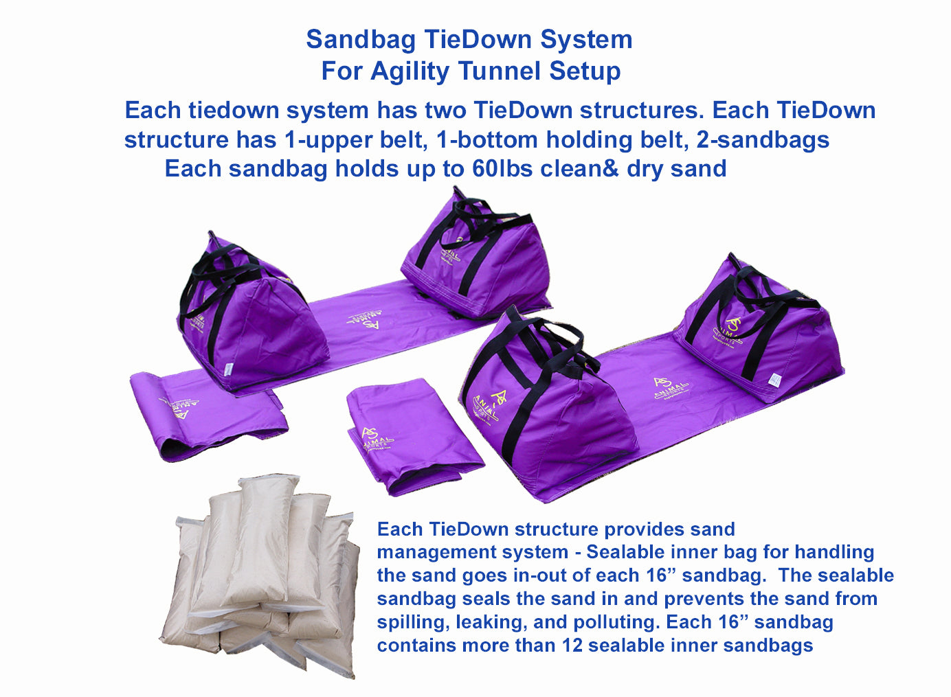 *16” Sandbag Tiedown System for Agility Tunnel Setup - Dog Agility USA