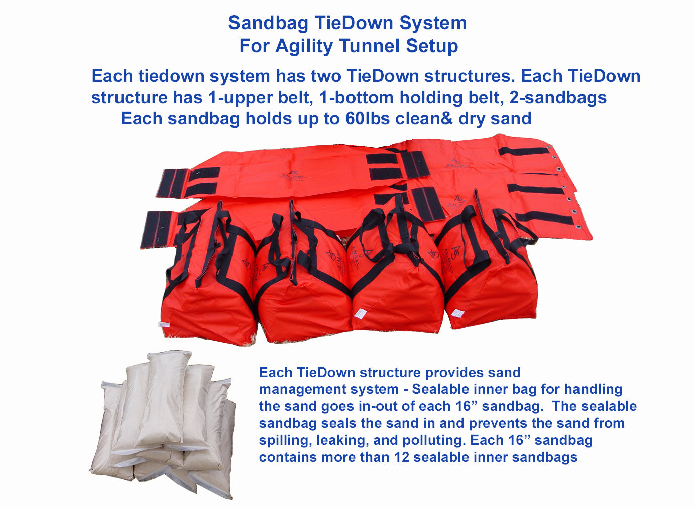 *16” Sandbag Tiedown System for Agility Tunnel Setup - Dog Agility USA