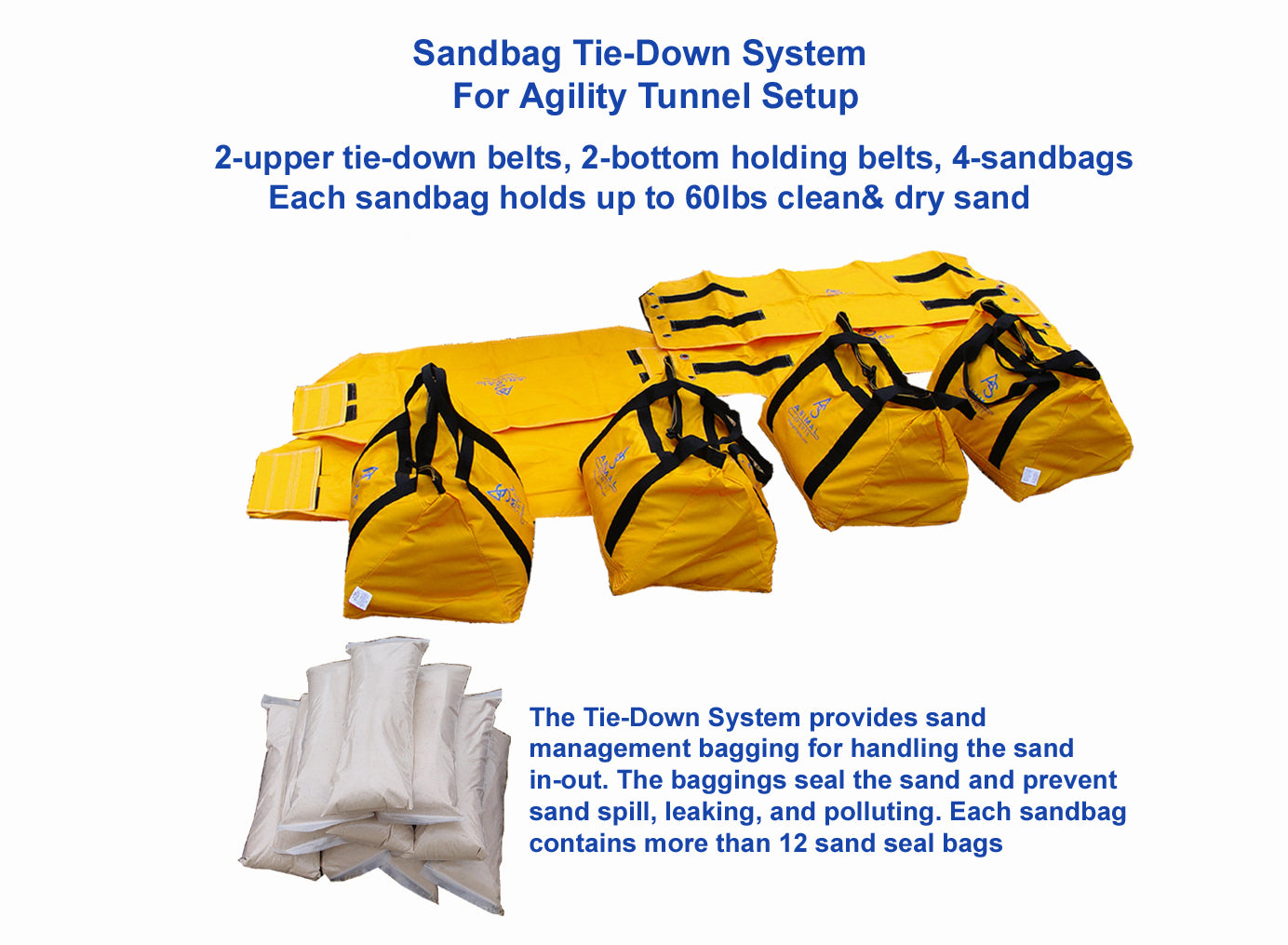 *16” Sandbag Tiedown System for Agility Tunnel Setup - Dog Agility USA