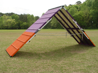 *7’ Dog Agility A-Frame, Rubber Top, On-Wheel-Interface Ready, purple/orange - Dog Agility USA