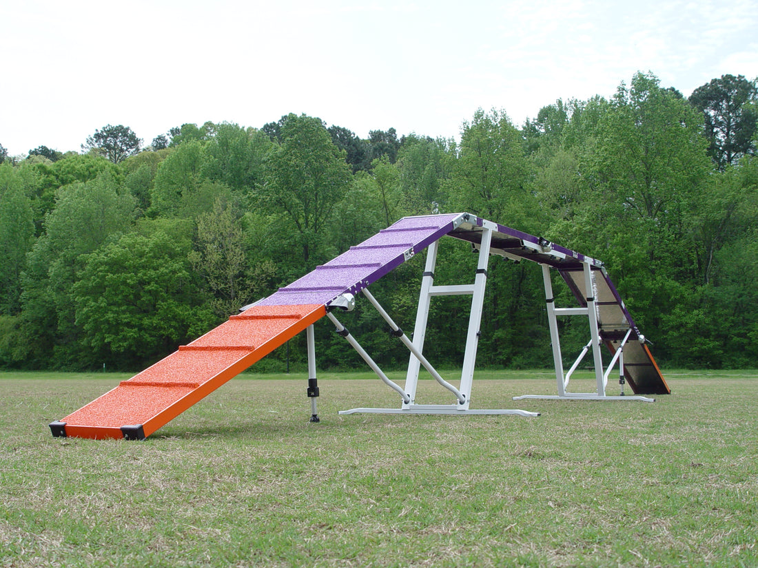*8’ Dog Walk, Rubber Top, Aluminium Boards, Metal Steel Structure, On-Wheels Interface Ready - Dog Agility USA