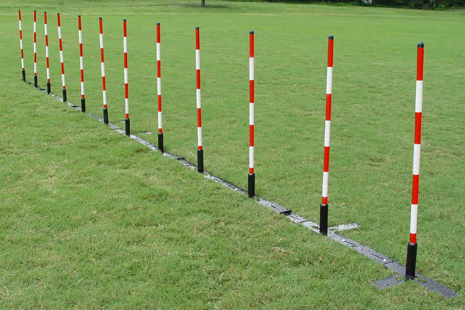 Set of 12 Weave Poles with Adjustable Spacing - Dog Agility USA